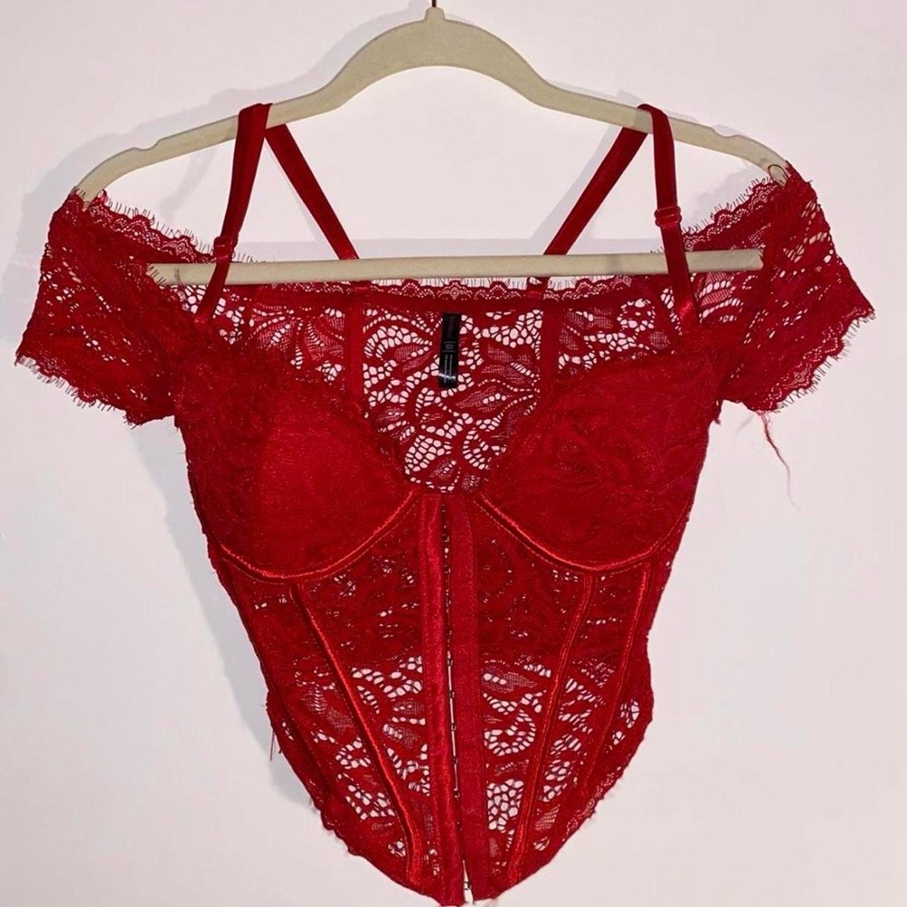 bodyrage red lace corset top
